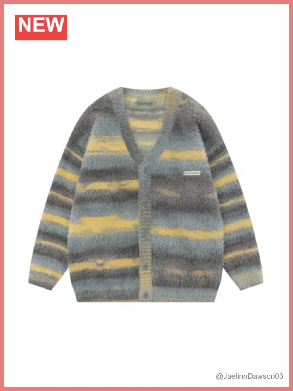 Women's Color-Block Striped V-Neck Button Down Open Front Cardigan Sweater